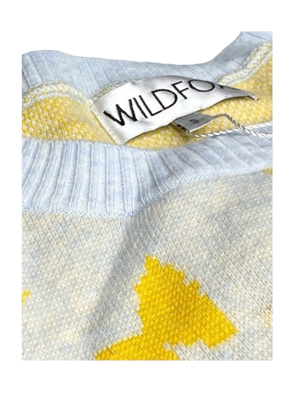 new Wildfox  Pasta Delices Vineyard Intarsia Knit Sweater  Yellow Print  S - Picture 10 of 16